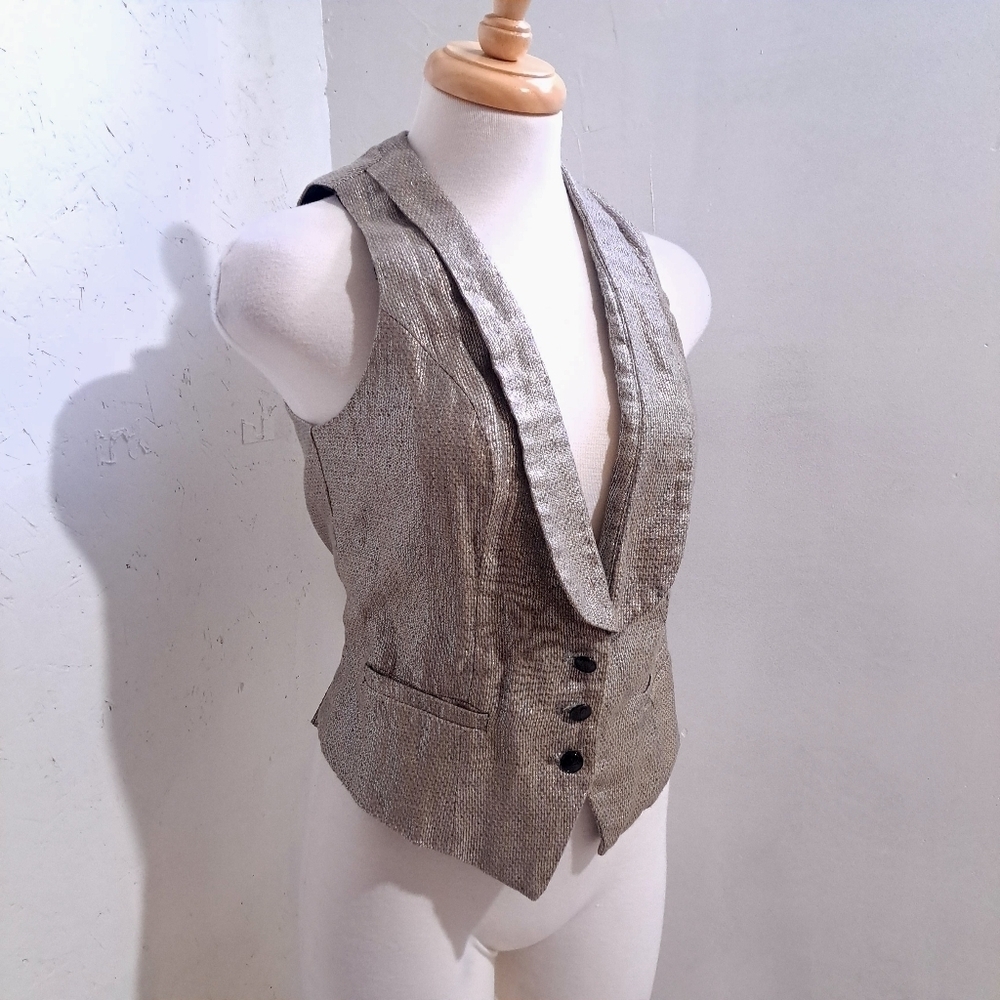 Maison scotch |Chic Metallic button up Vest